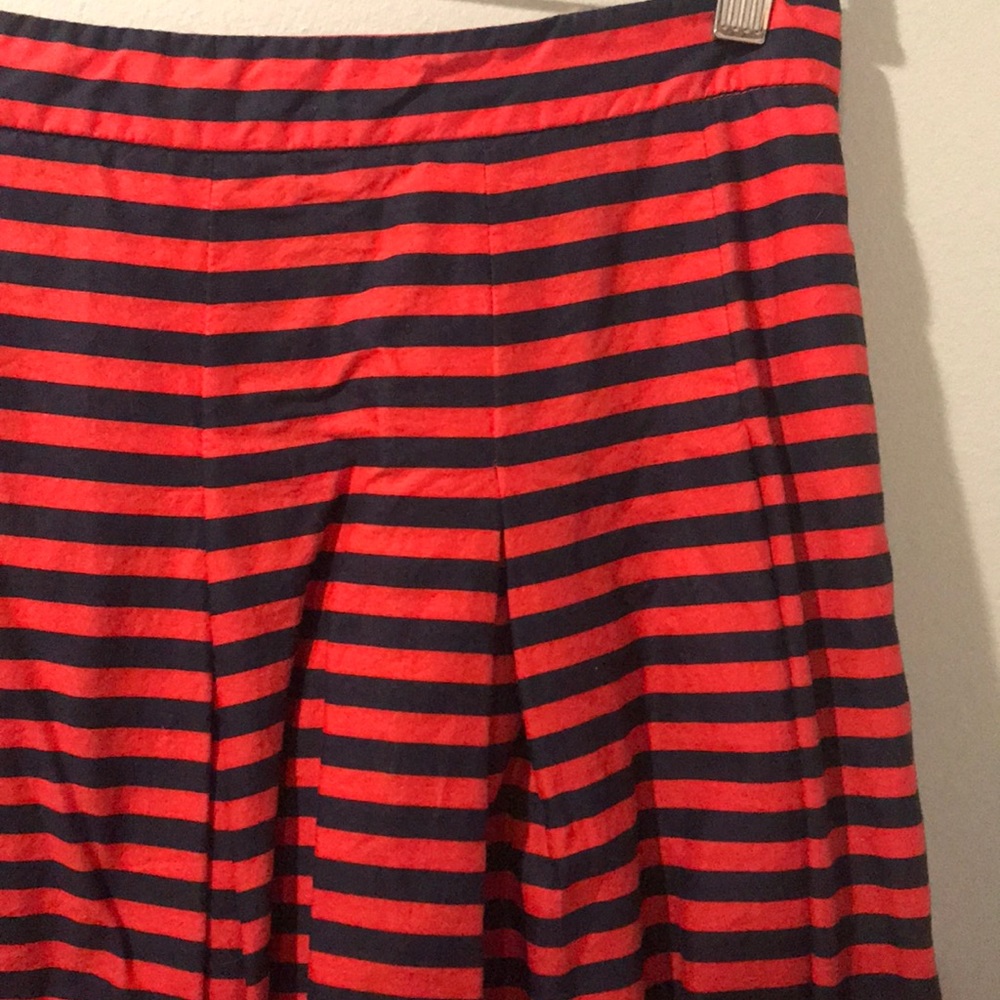 NEW- J. Crew Red & Navy Pleated A-Line Skirt; Sz:6